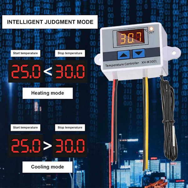 2-pack LED Digital Temperaturstyrningsmodul med Vattentät Sonda, MNS Programmerbar Kylsensor