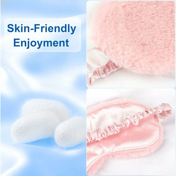 Sovmasker för mörkläggning - 3-pack, Mjuk och fluffig, med reseväska, för kvinnor och barn (Rosa/Lila/Grå)
