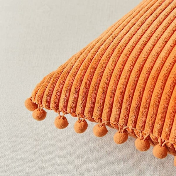 Sæt af 2 Dekorative Lændepudebetræk med Kvaster, Solide Rektangulære Pudebetræk Blød Corduroy Pudebetræk til Sofa, Soveværelse, Bil, L