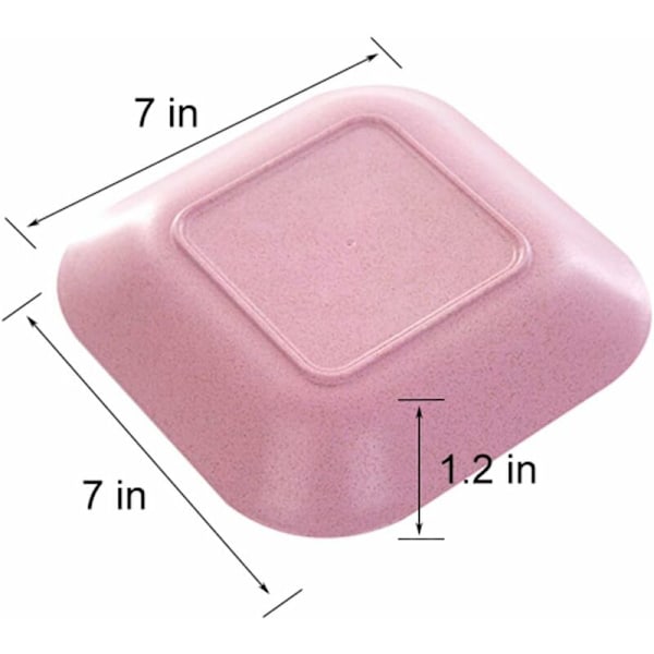 18 cm Vehnänolki Lounaslautaset, Mikroaaltouuni- ja Astianpesukoneenkestävä, Salaatit/Kevyet Kakut BPA-vapaa (Neliö, 4 Väriä) HIASDFLS