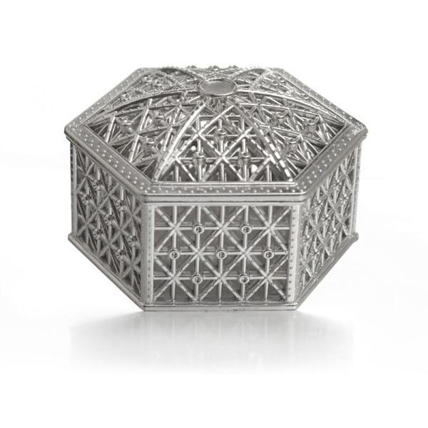 Plastlåda ihålig förvaringslåda chokladgodislåda smyckesorganisatör bröllopsgåva låda-silver hexagon