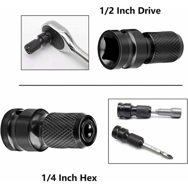 Impact Socket Driver Bit, 1/2\" Firkant til 1/4\" Hex Socket Adaptere, til Impact Ratchet Nøgle og Skruetrækker Bit Holder Socket - 2 Stykker