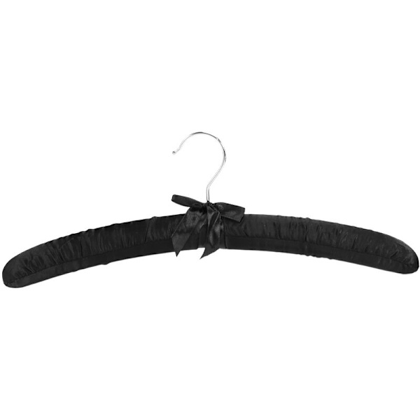 17 tum stora satin vadderade galgar, siden galgar för brudkläder, rockar, kostymer, blus (svart, 5-pack)