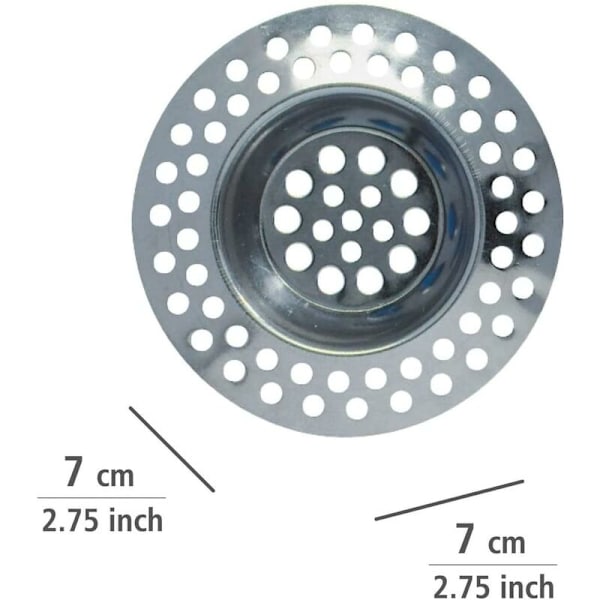 Aftræksfilter, sæt af 2, rustfrit stål, 7 cm, blank