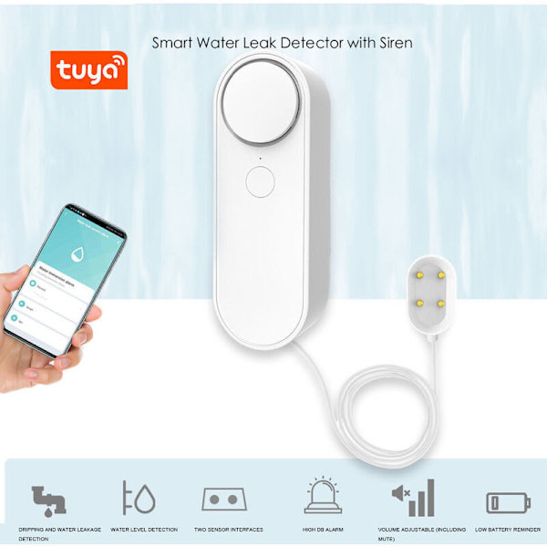 WIFI Läckage Nivå Läckage Sensor Ljudlarm Detektor Säkerhet Översvämningsskydd Tuya Smart Life App Kontroll