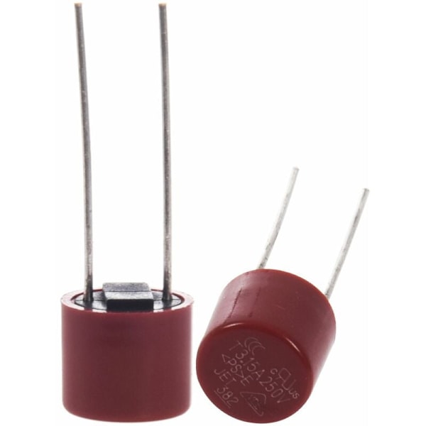 10 stk radialkabler - Treg sikring T3.15A 250V
