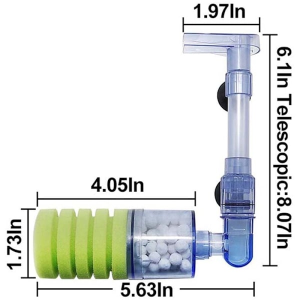 Akvariefilter, Ultra Quiet Akvarium Biokjemisk Svampe Akvarium Luftpumpe Svampefiltre Dobbelt Skum Akvarium Yngel Dråpefilter Xy-2882