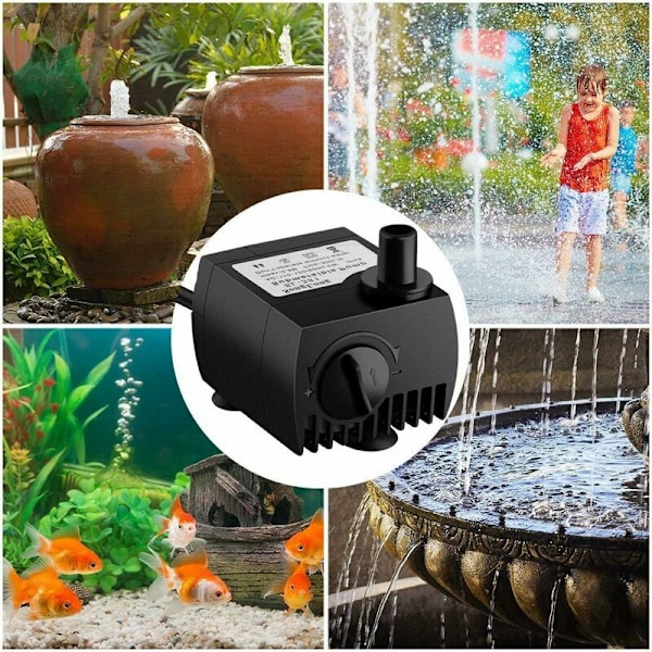 48GPH [180L/H] 3W Ultra-Stille Vandpumpe - Til Akvarium, Fiskedam, Have, Springvand, osv.