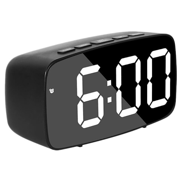Smart Digital Väckarklocka för Sängbordet, Vit LED Resa USB Skrivbords Klocka med 12/24H Datum Temperatur Snooze för Sovrum, Svart