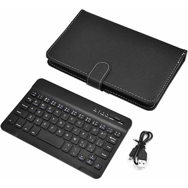 Universal trådløst Bluetooth-tastatur, flip cover med holder, til iOS/Android mobiltelefoner, sort-