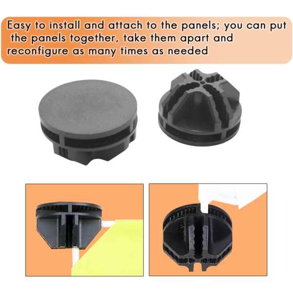 Wire Square Plastic Connectors til Skab og Modulært Opbevaringsstativ, Opbevaring Hylde, Sæt med 8 (Sort)