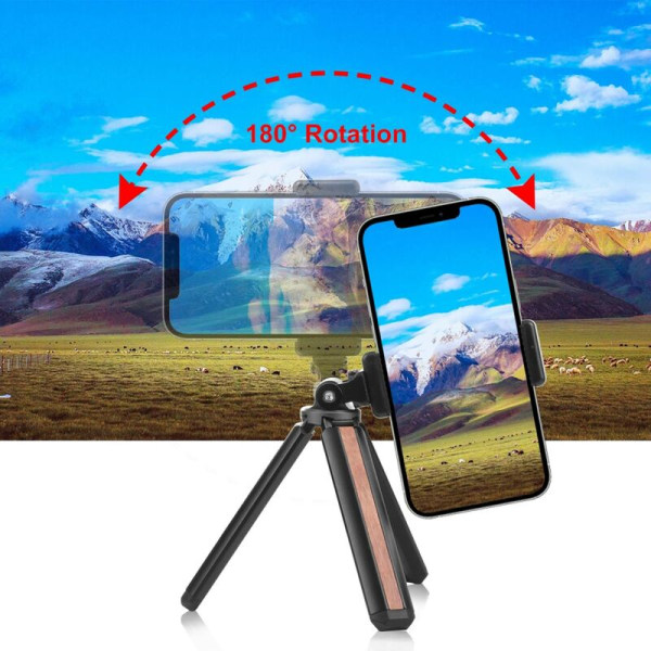 Live Tripod Stativ för Skrivbord Trä Inlagt 1/4 Tums Skruvfäste med Stativhuvud för Smartphone//Action Kameror