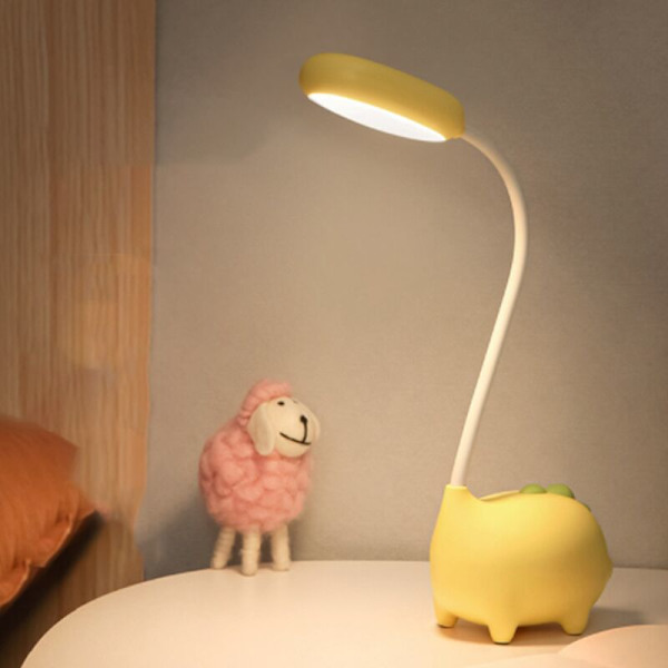 Sød tegneserie dinosaur lille bordlampe USB opladning touch farve skiftende sød børn studerende læring øjenbeskyttelse B