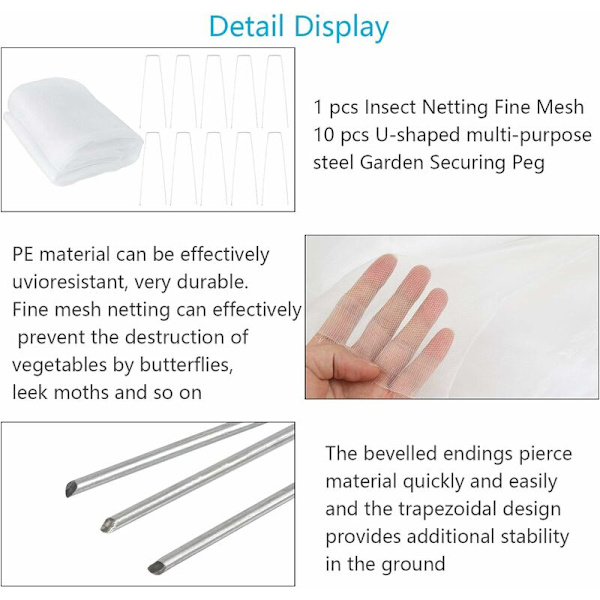 Grøntsagsbeskyttelsesnet, 6X2.5M Mesh Anti-Insekt Net, Havebeskyttelse Insekter Med Nælfastgørelsespæle, Til Beskyttelse Af Planter Frugt Blomster Afgrøder