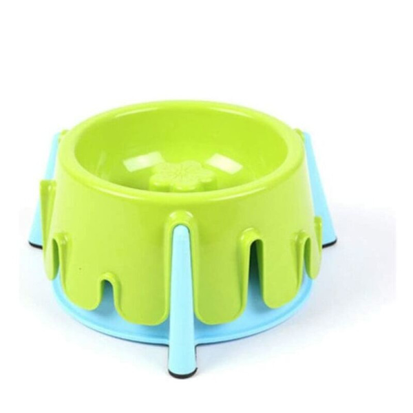 Skål för husdjur - Premium plastskål för husdjur, justerbar höjd hundskål stor, storlek 20x9,5 cm (färg: grön)