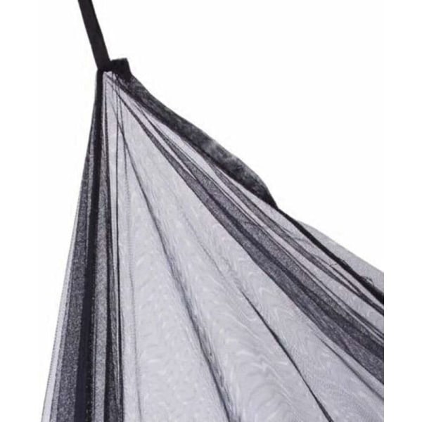 Myggenet til dobbeltseng, rektangulær ensfarvet med 4 åbninger, nem installation, Polyester, Sort, 190cm x 210cm x 240cm-