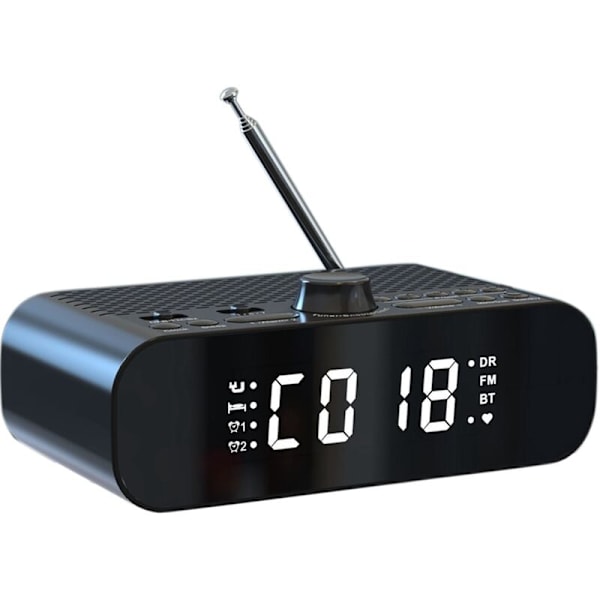 Digital väckarklocka DAB/FM-radio, stödjer Bluetooth-anslutning, med basmembran, högupplöst LED-display