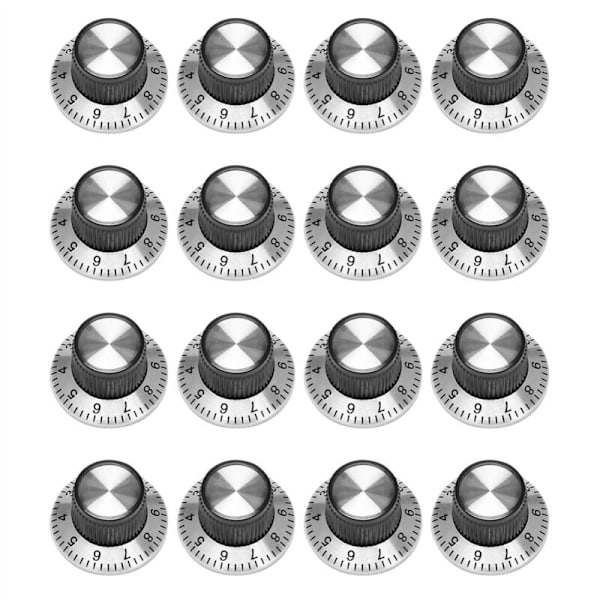 16 x Potentiometer-knappar i metall med fack 0-9 för 6 mm axelknopp