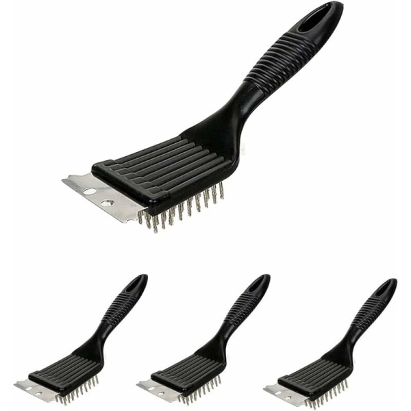 Grillbørste, 4 stk. Grillbørste til rengøring af grill med rustfri stålskraber til rengøring af grillriste og overflader Optimal grill