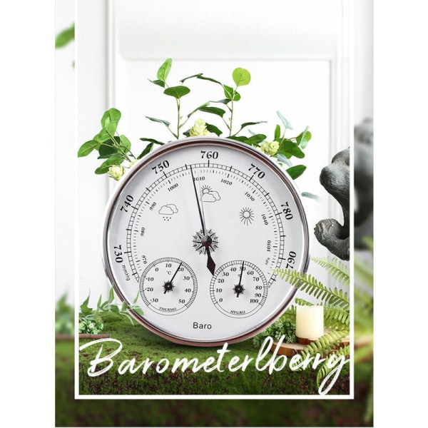 Väggtermometer Barometer Termometer Hygrometer Väggtermometer Deko Hängande Väderstation Guld
