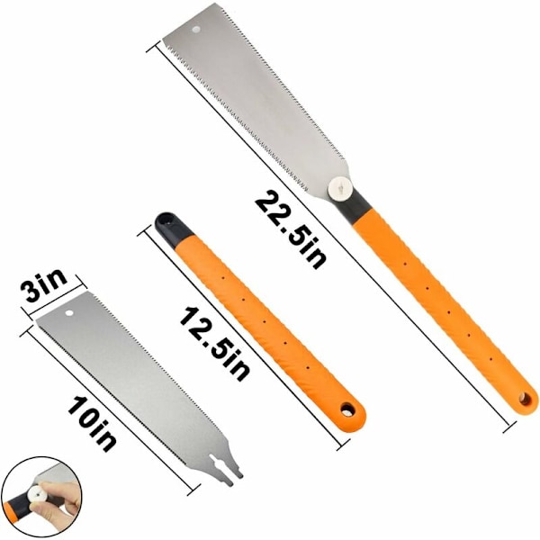 Ryoba-såg Japansk Dubbelsidig Handsåg - Utbytbara Kedjor med Flexibel Blad för Träbearbetning, Orange