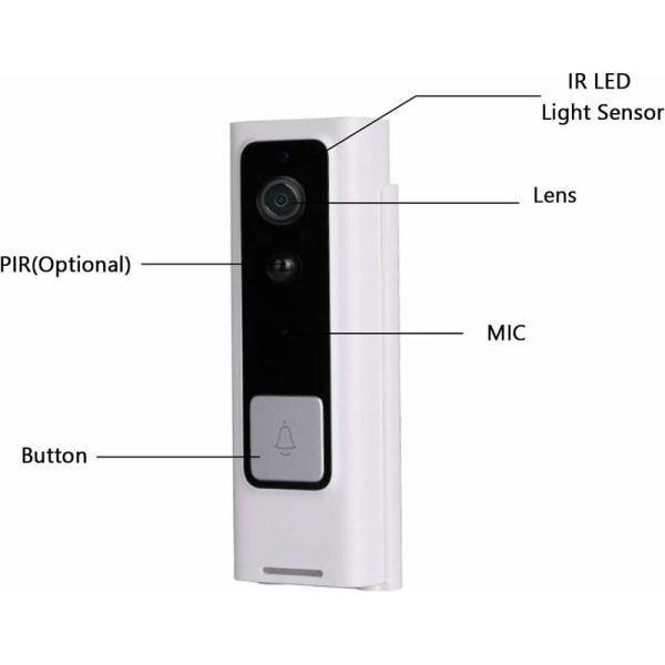 Smart trådlös videodörrklocka, smart visuell intercom, HD-nattvision, WiFi-säkerhetsdörrklocka, lämplig för hem, lägenhet