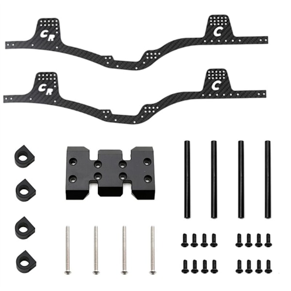 LCG Fiber Chassis Ramme Kit Skinne Skid Plate Kropp Post Mount for Axial SCX10 1/10 RC Crawler Bildeler, Svart