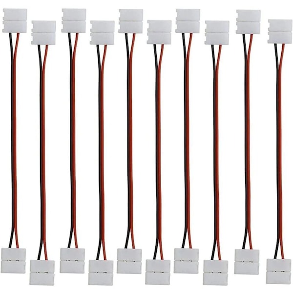 2-polet LED-stribeforbindelse Fleksibel Forlængerkabel 2-polet Flex LED-stribe LED-båndhjørneforbindelse til SMD 5050 5630 Monokrom LED-stribe 10 mm bred