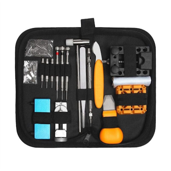 168 st/set professionell bärbar klockreparation verktygssats fjäderstångsbatteri klockarmband länk stift verktygssats