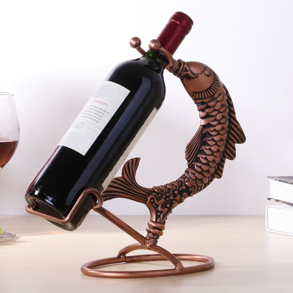 Nordisk vinreol i jern, dekorasjon for vinflasker, 3D-fiskestativ, vinflasker i rustfritt stål, vinreol for barer, hoteller og restauranter