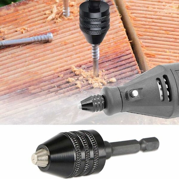 0,3-6,5 mm Nyckellöst Borrchuck Konverteringsverktyg Snabbväxlingsmejsel Adapter med 1/4'' Hex-skaft