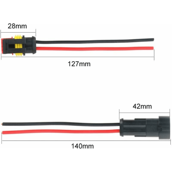 10 sæt 2-polet vandtæt elektrisk stik til bil med ledning, vandtæt bilstik, støvtæt, isoleret og forseglet -