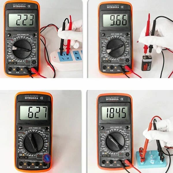 Handhållen digital multimeter LCD-display True RMS AC DC-ström Voltmeter Transistor Tester Ohm Kondensator Diod