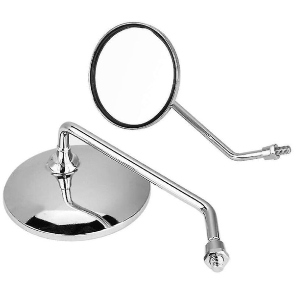Speglar - 1 par 10 mm silver krom runda motorcykelbackspeglar. Vänster och höger backspegel.