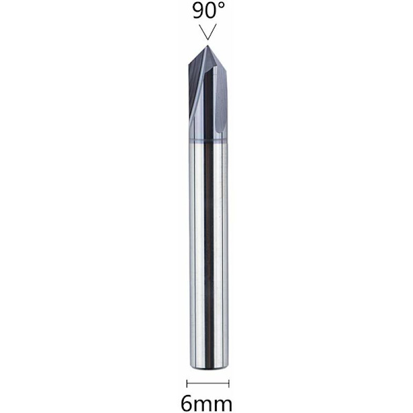 3 stk. 6mm 90 Graders Tarformet Fræser Fløjte Dækket V-Skærer Solid Tungsten Carbide CNC Chamfer Fræser Professionel til Trimning og Afskæring