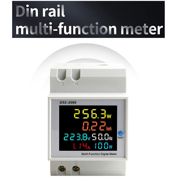 Din Rail AC Monitor 6IN1 250-450V 100A Aktiv Spænding Strøm Effektfaktor KWH Elektrisk Energi Frekvensmåler VOLT AMP