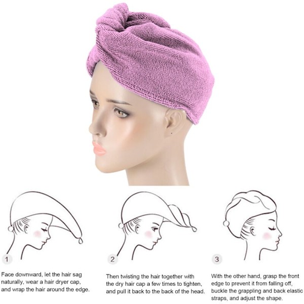 Badetilbehørssett, Badetilbehørssett, 5 stk Mikrofiber Hår Tørkehette Absorberende Rask Tørking Myk Turban Håndkle for Kvinner og