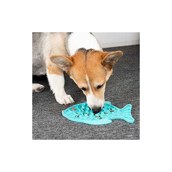 Anti-Glutton Skål för Hund Katt Katt Långsam Mat Långsam Mat Skål Silikon Hund Kvävningsförebyggande Skål 24,5 x 19 cm Blå