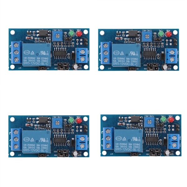 4X 12V DC Forsinkelsesrelé På/Av Brytermodul med Timer