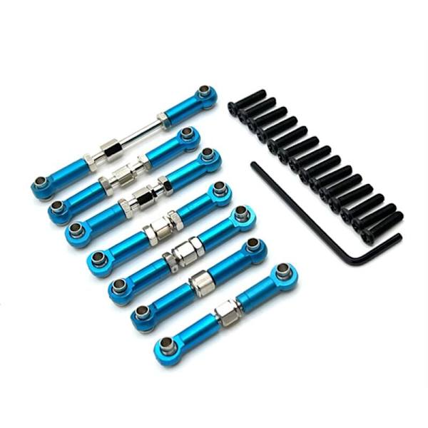 Metall bakre styrestang kobling servo koblingsstang sett for 104072 1/10 RC bil oppgraderinger deler tilbehør, blå