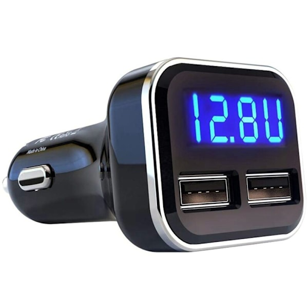 2X Bil Laddare Voltmätare Batteri Monitor med LED Spänning och Ampere Display, för 11/Xs, Galaxy S20 S10
