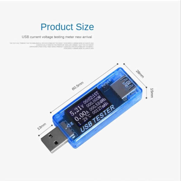 USB-testeri DC-virtamittari 4V-30V Digitaalinen jännitteenmittari Virtapankki Wattimittari Jännitteen testaaja Lääkäri Ilmaisin, Sininen