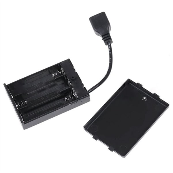 3XAA Batteriboks med låg og afbryder tilsluttet USB-stik USB-stik Batteriholder