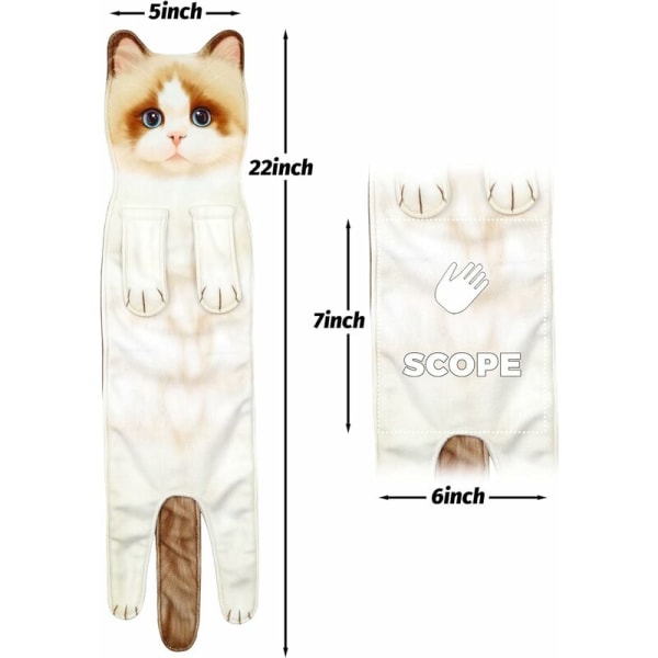 Håndtørrer, hurtigtørrende håndklæde, absorberende katteformede håndklæder, sødt dyrehåndklæde, håndklæder til køkken og badeværelser (Rag-Doll Cat)