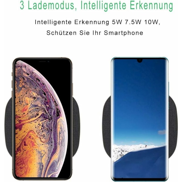 Hurtig trådløs lader, induktiv ladestasjon trådløs lading for iPhone 11 / Pro / XR / XS / X / 8/8 Plus, Qi hurtig ladestasjon for Samsung