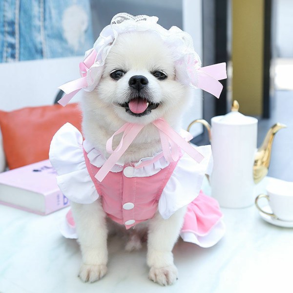 Husdjur Katt Hund Piga Kostym Cosplay Halloween Kostym för Husdjur Halloween