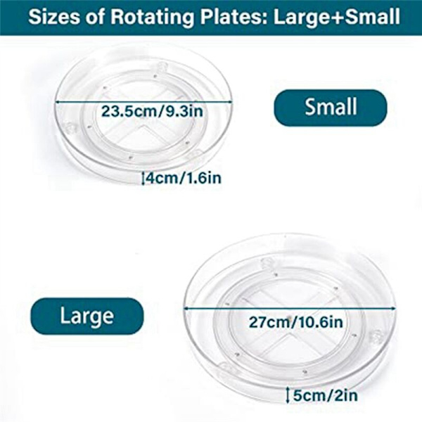 2-pack roterande skåpsorganisatör i transparent PET-plast, karusellförvaring, kryddhylla, kosmetika