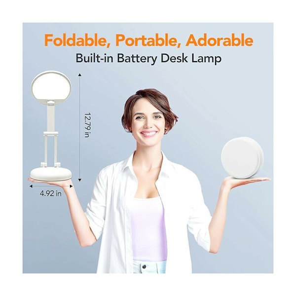 Bærbar & Foldbar LED Bordlampe, Ledningsfri Bordlampe Genopladelig LED Lampe, Børneværelseslampe Børnebordlampe, Ledningsfri Natlampe, LE