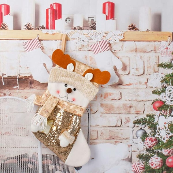 Joulu Sukka Suuri Joulu Sukka Koriste Glitter Lumiukko Joulukuusi Riippuva Joulu Koriste