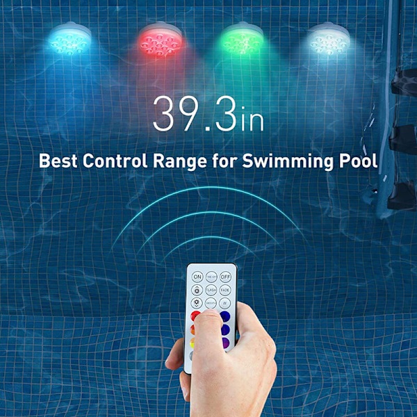 Vandafvisende Swimmingpool Lys IP68 13 LED 16 farver vandtæt swimmingpool dekoration lys - 4 stk + 2 fjernbetjening til akvarium badekar svømning